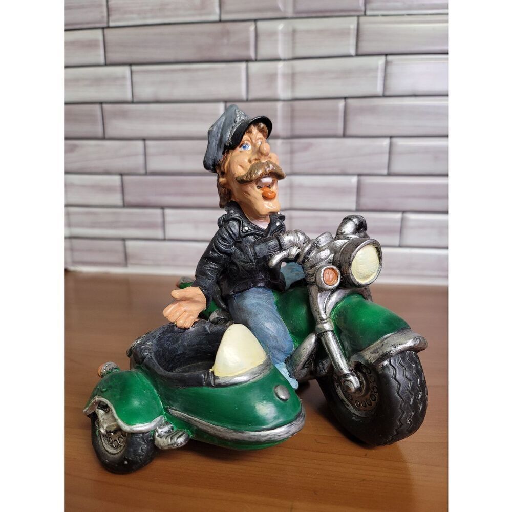 Green Motorcycle Garden Statue